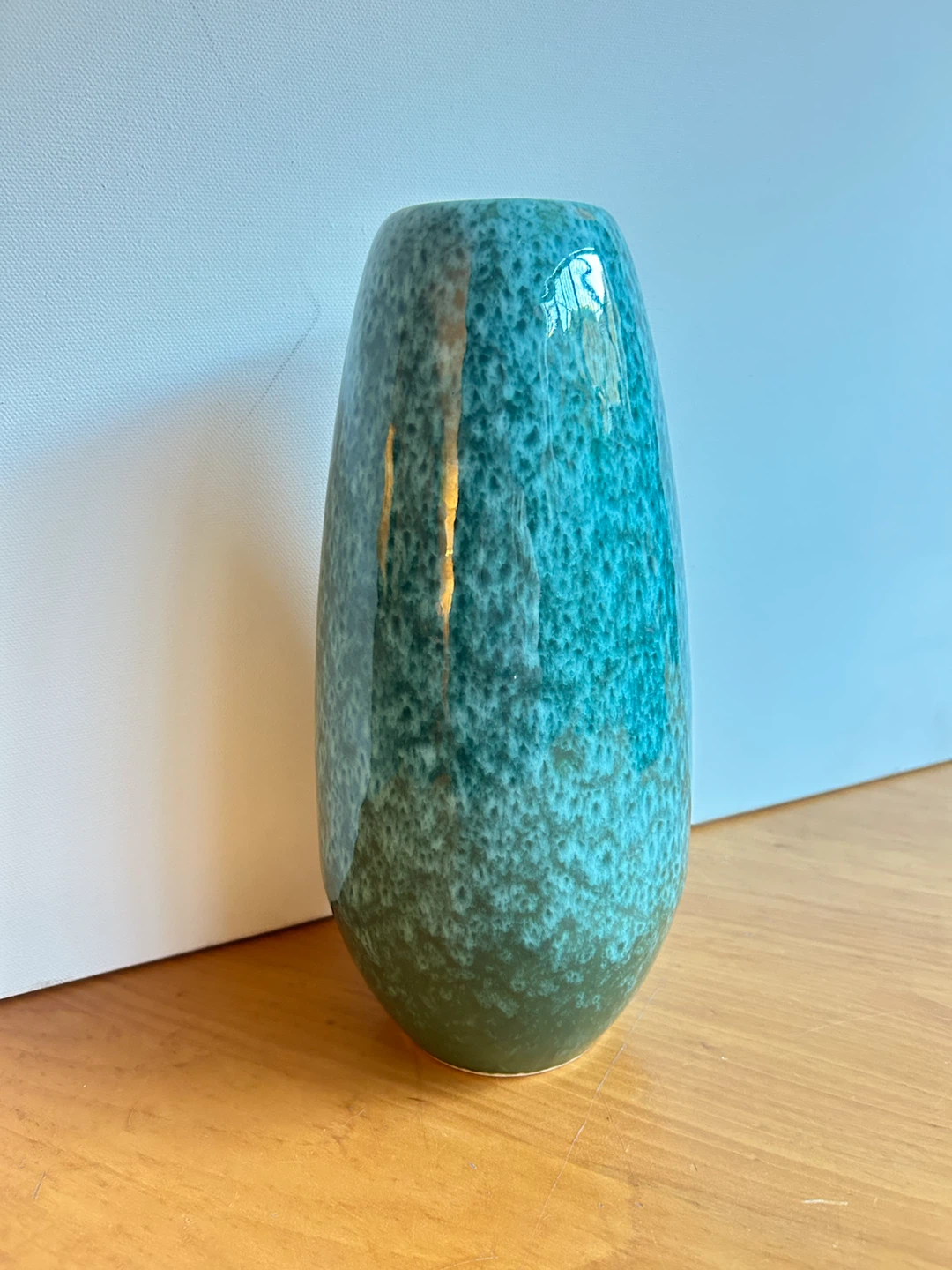Vintage MCM Teal Ceramic Vase - photo 2
