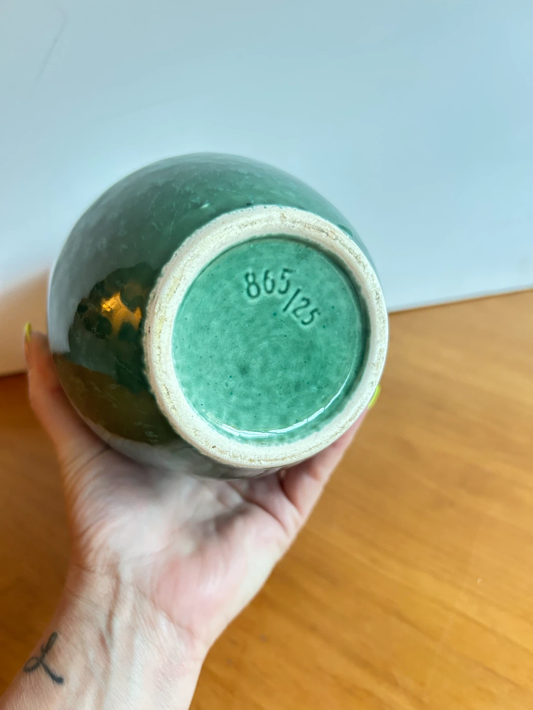 Vintage MCM Teal Ceramic Vase - photo 4