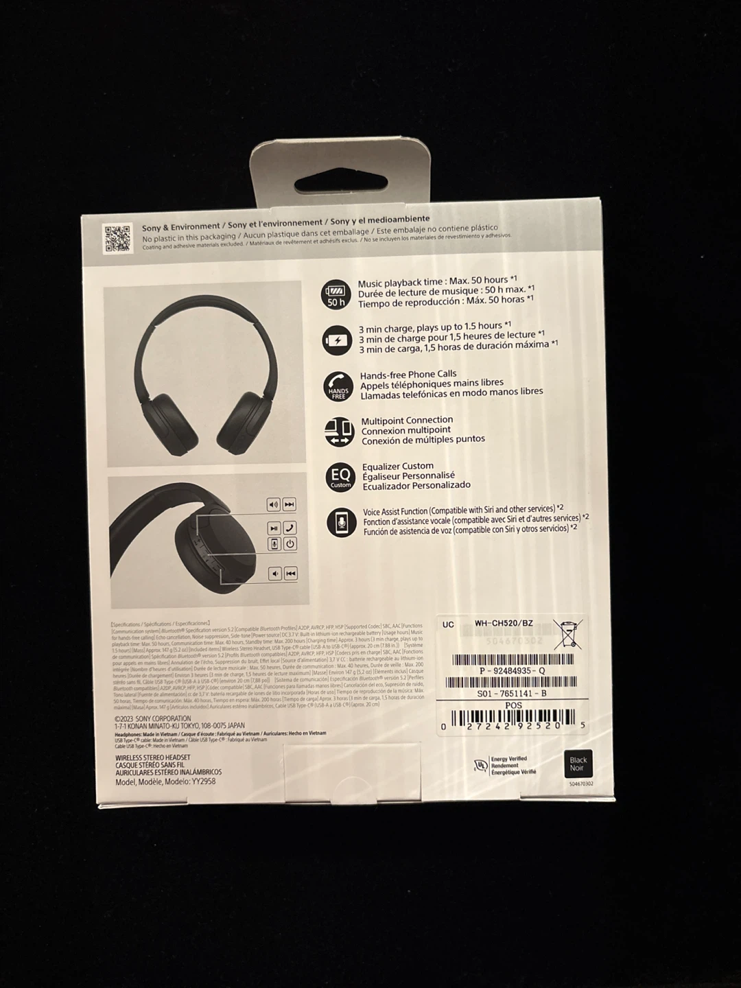 Sony WH-CH520 Wireless Headphones Black - photo 2