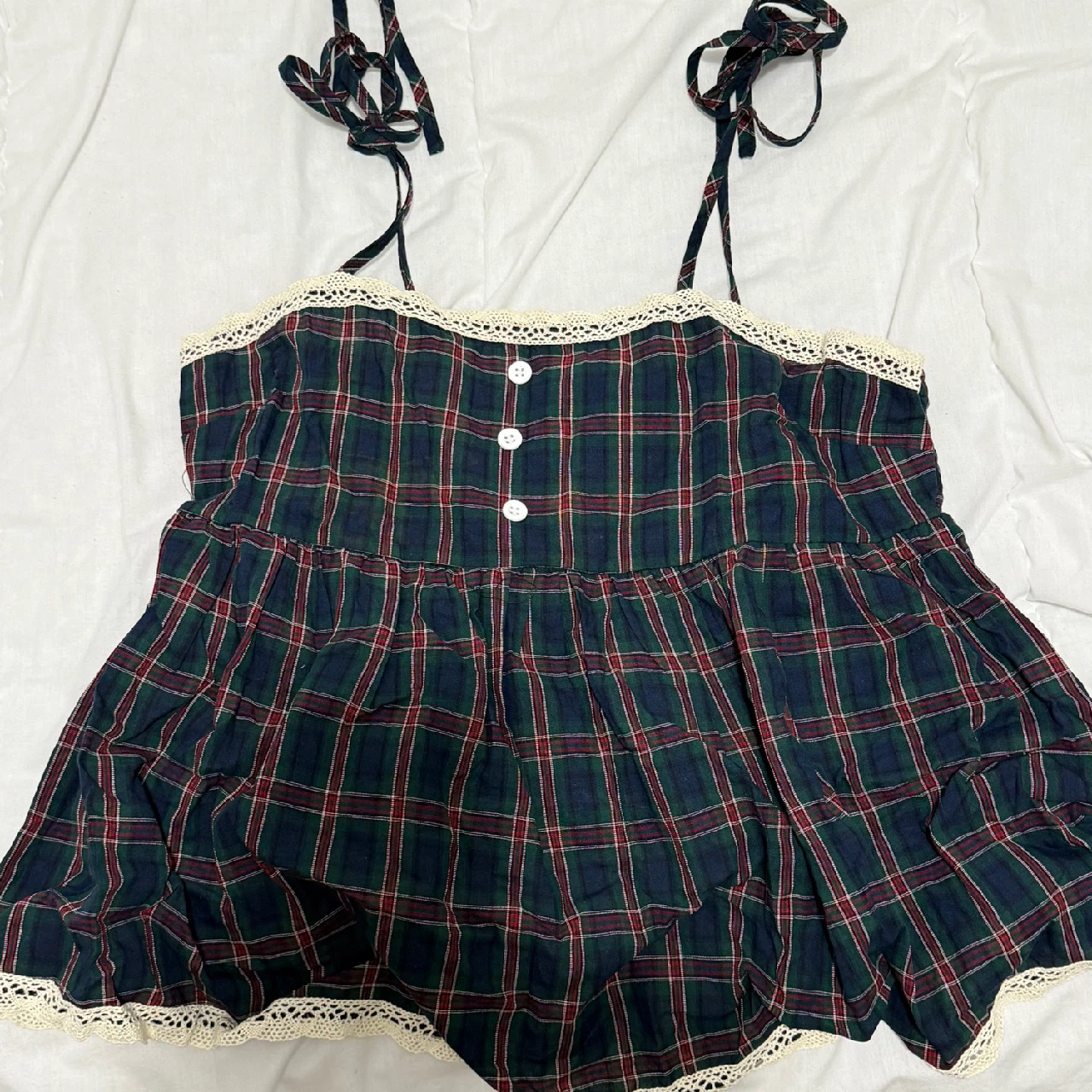 Moving sale✨ Brand New Plaid Lace-Trim Bustier Cami Top