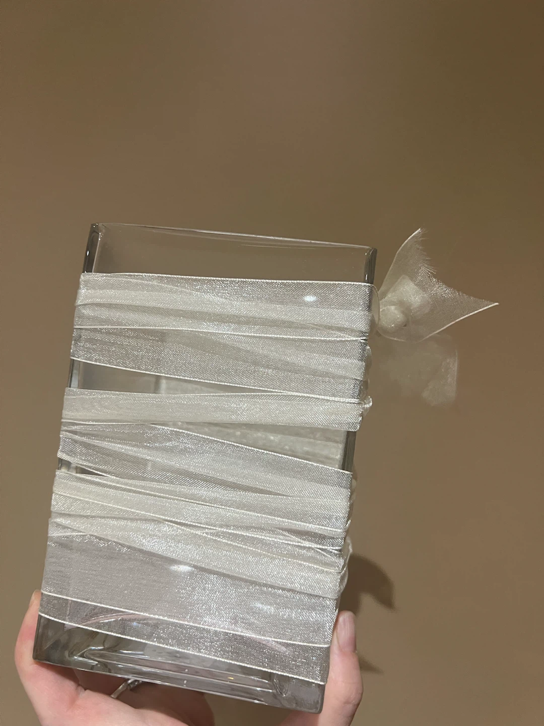 Clear Glass Vase with Ribbon Detail - photo 2