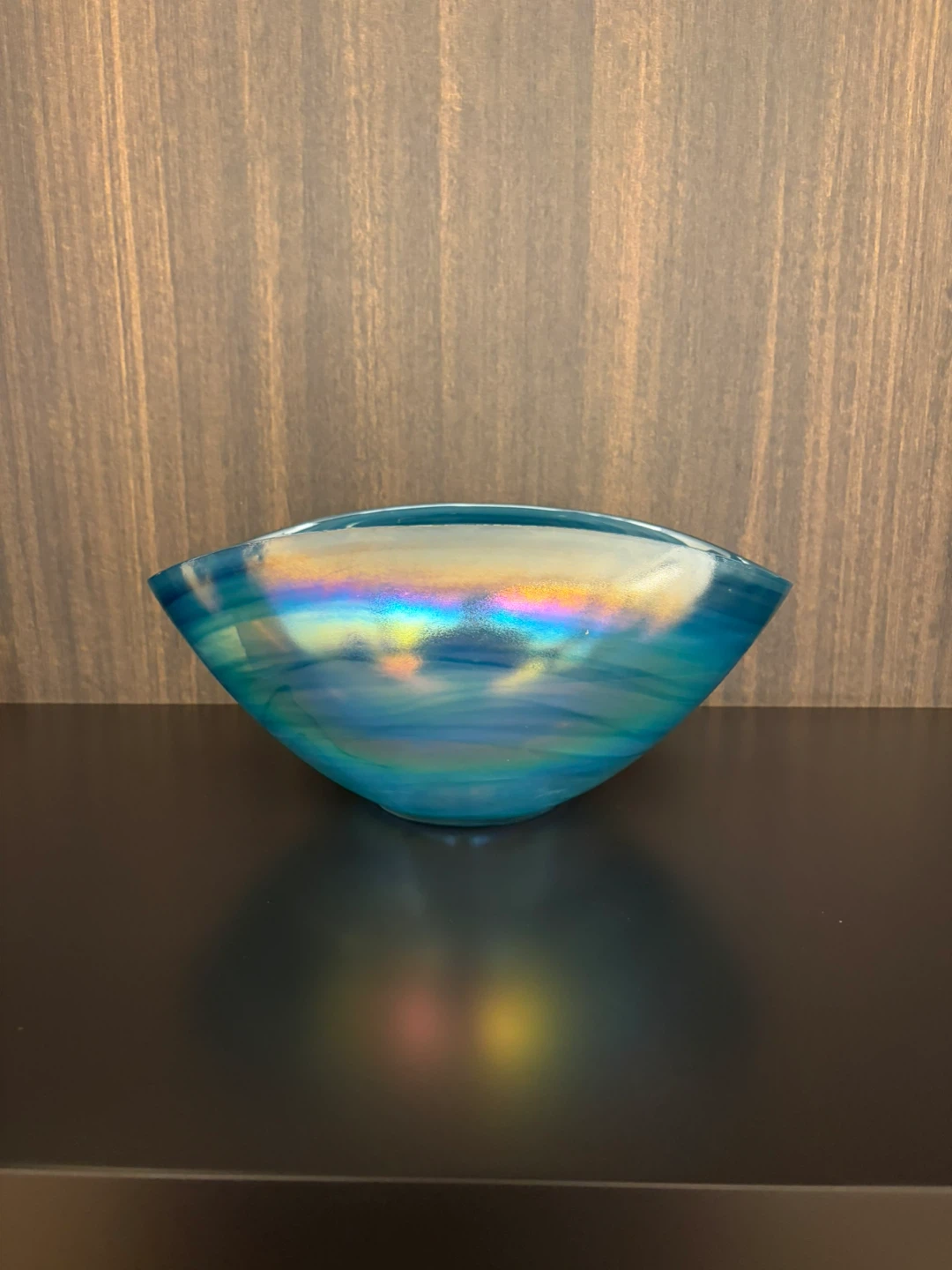 Iridescent Blue Glass Decorative Bowl - photo 2