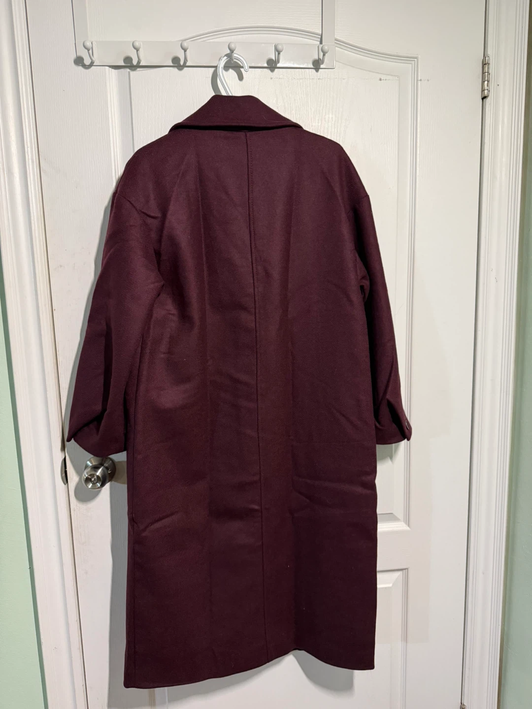 Zara Wool Blend Long Coat Burgundy - photo 5