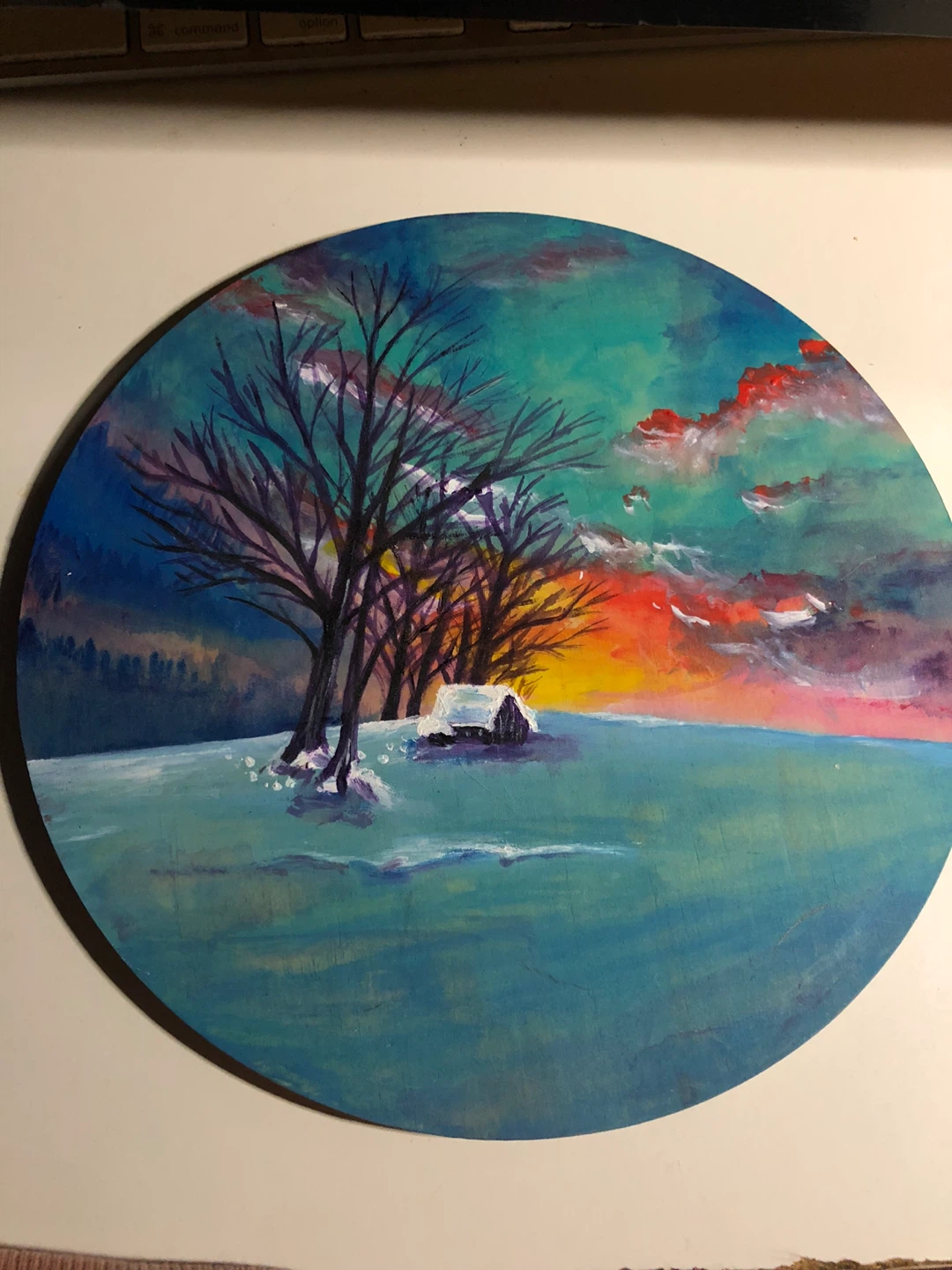 Circular Winter Landscape Painting 🏈
