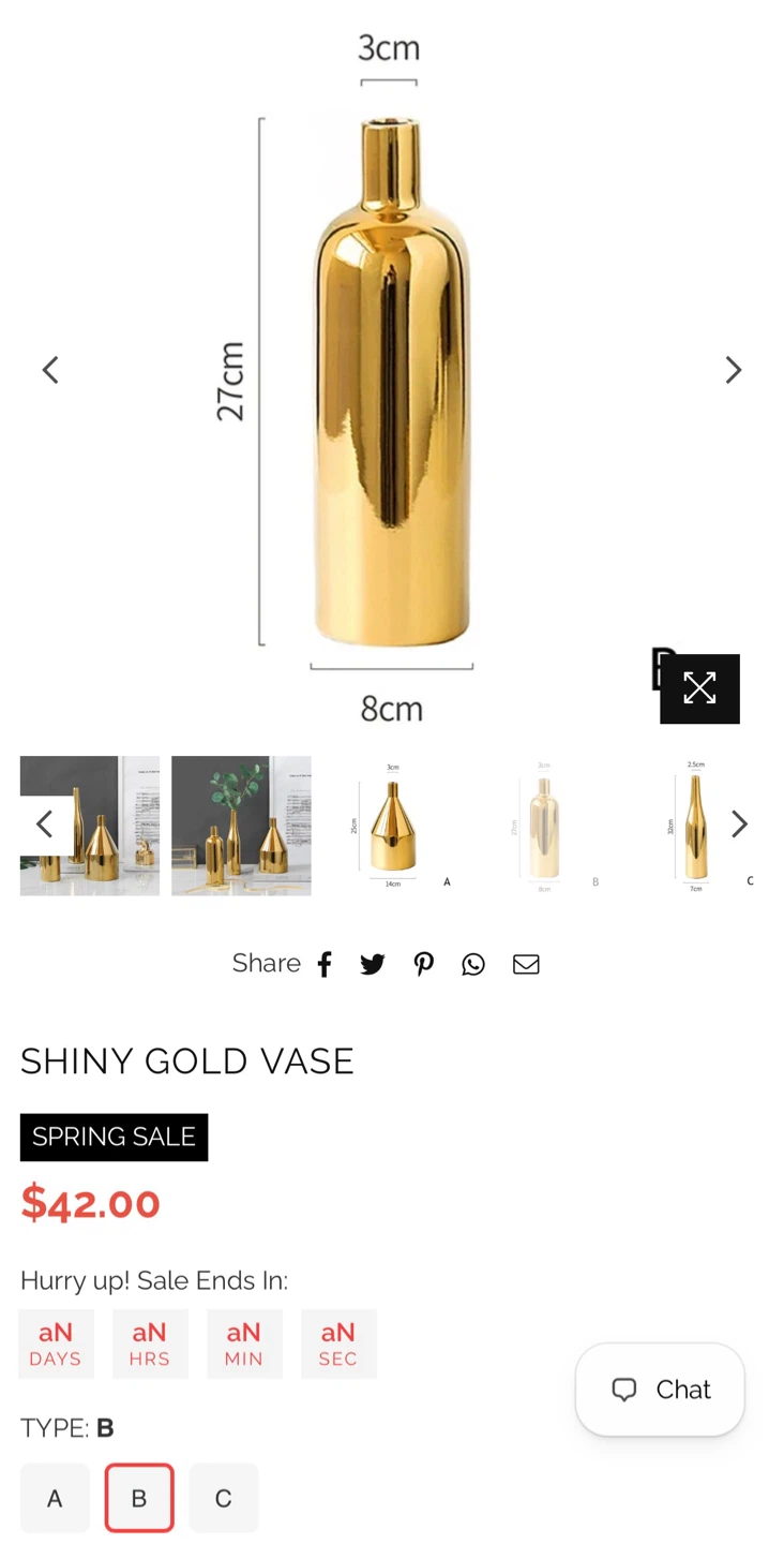 Set of 3 Gold Vases – The Style Habitat – $75 - photo 2