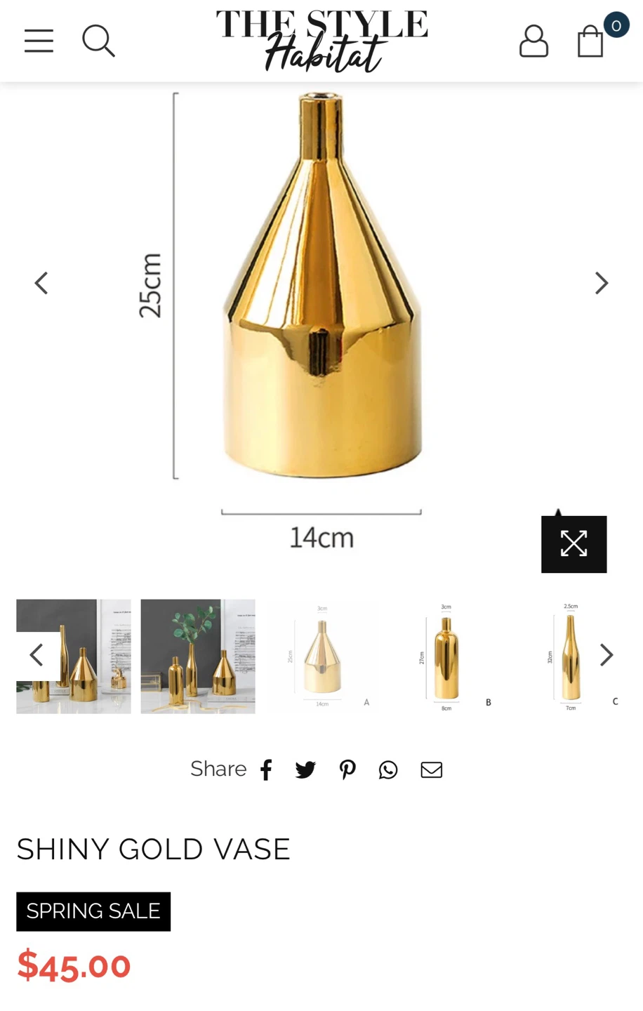 Set of 3 Gold Vases – The Style Habitat – $75 - photo 3