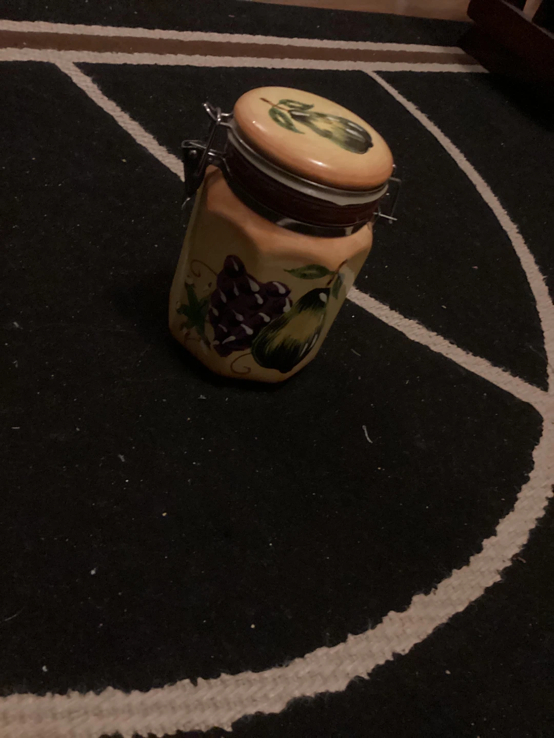 Ceramic Fruit Pattern Storage Jar