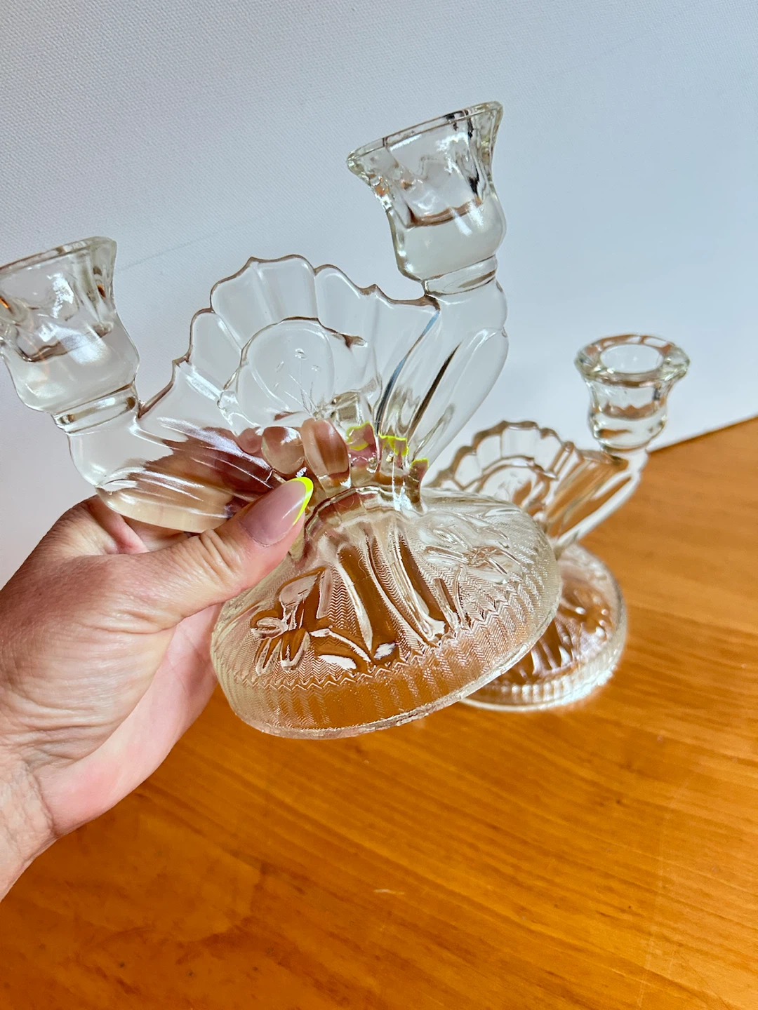 Set of two depression glass candle holders - photo 4