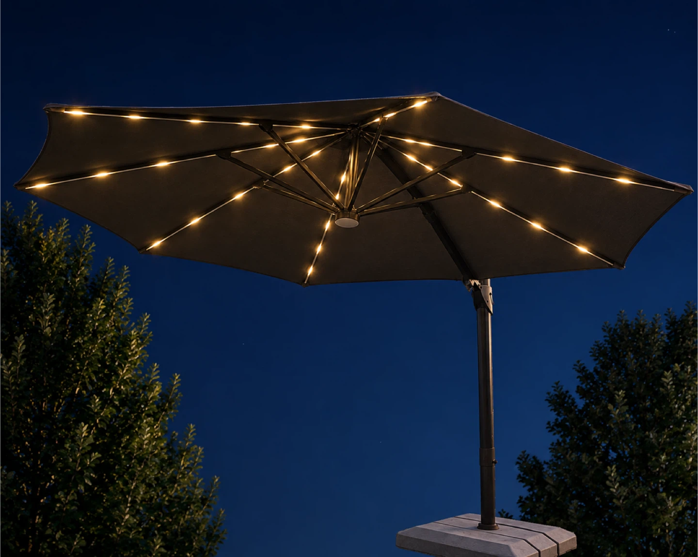 11 Ft Sunbrella Solar LED Cantilever Umbrella with Heavy Base - photo 2