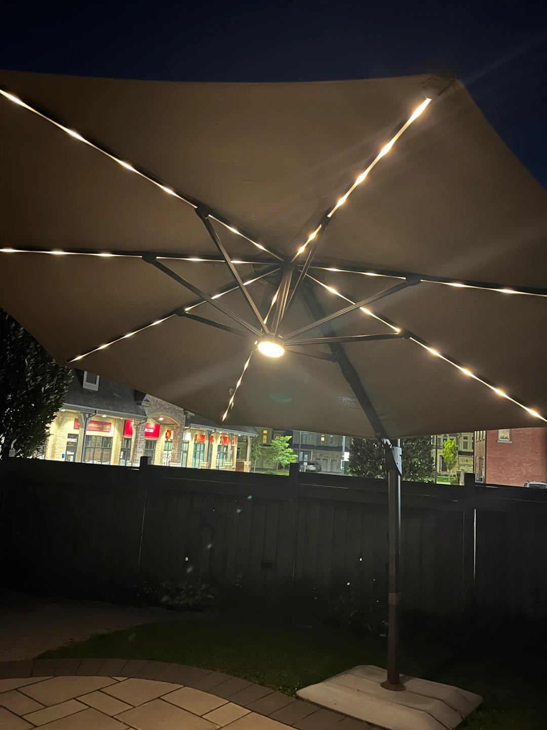 11 Ft Sunbrella Solar LED Cantilever Umbrella with Heavy Base - photo 5