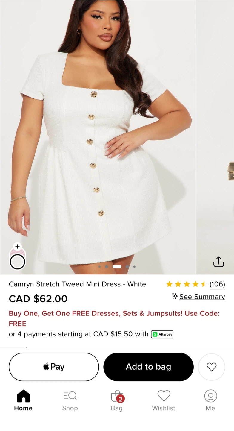 Fashion Nova Camryn Stretch Tweed Mini Dress White 2X