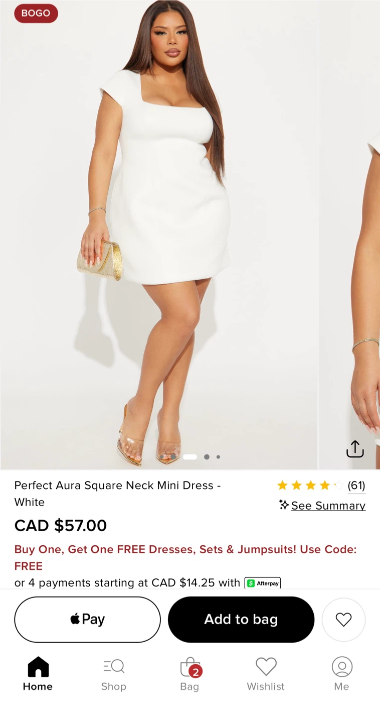 Fashion Nova Perfect Aura Square Neck Mini Dress