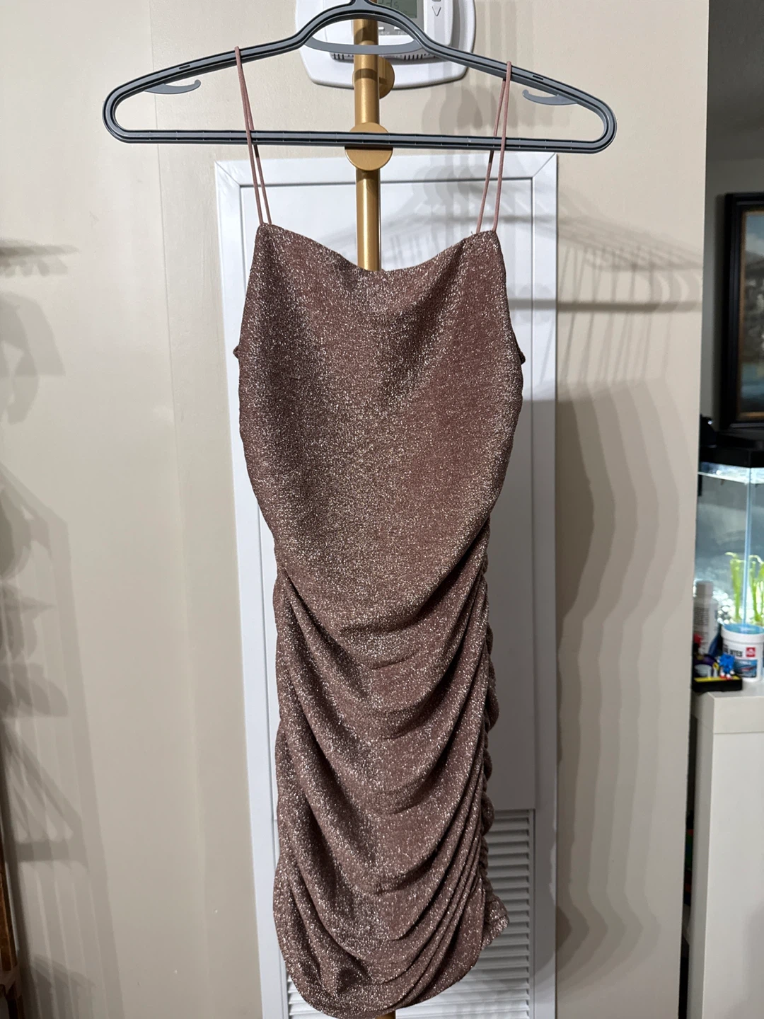 SHEIN Shimmer Ruched Mini Dress - Size XS - photo 2
