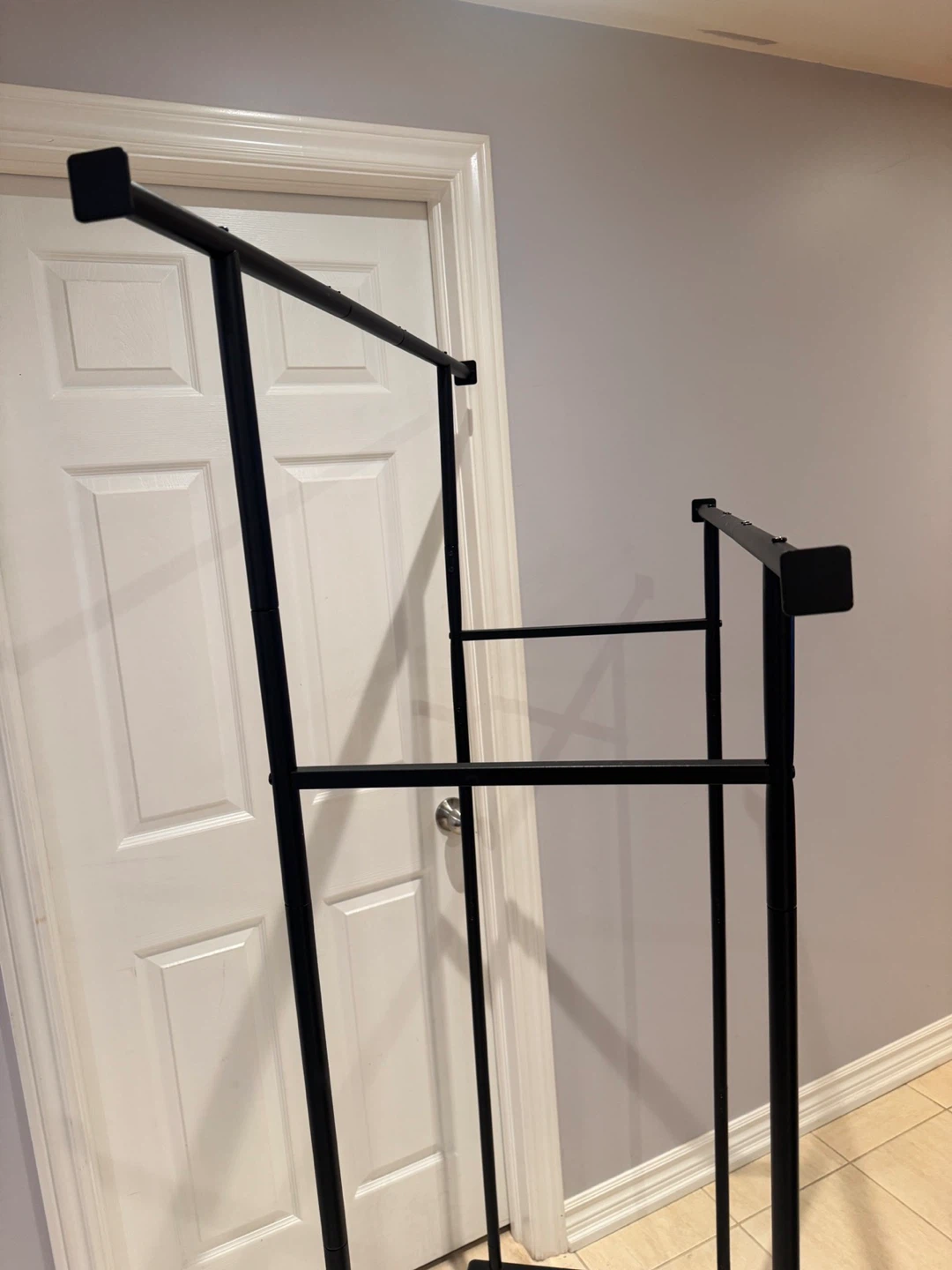 Double Rod Metal Garment Rack on Wheels - photo 2