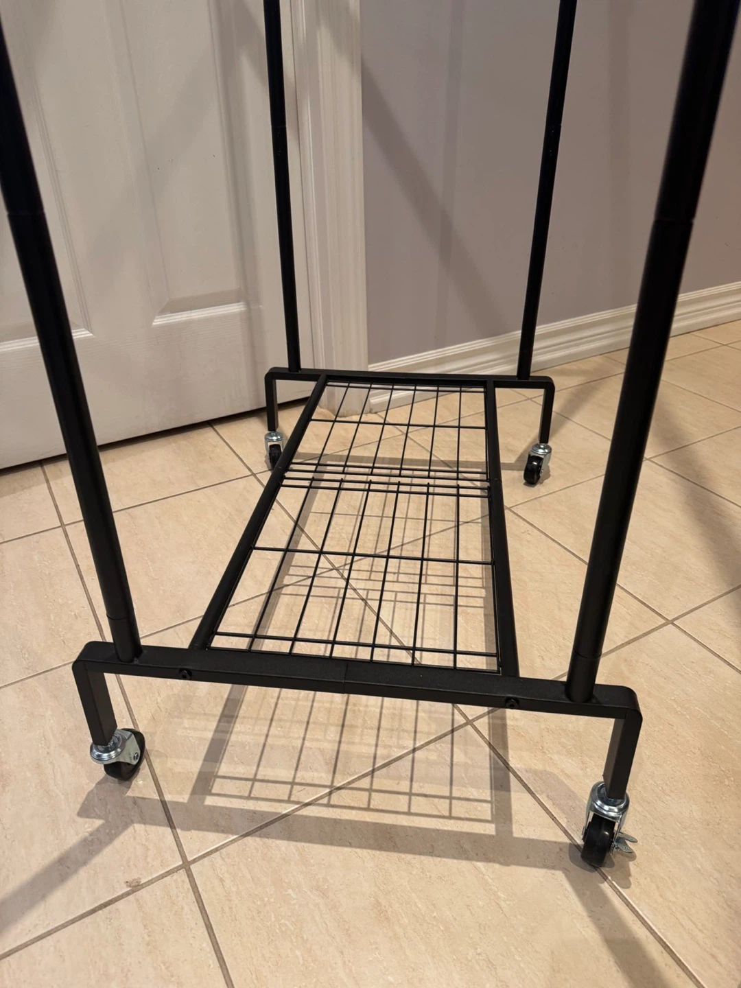 Double Rod Metal Garment Rack on Wheels - photo 3