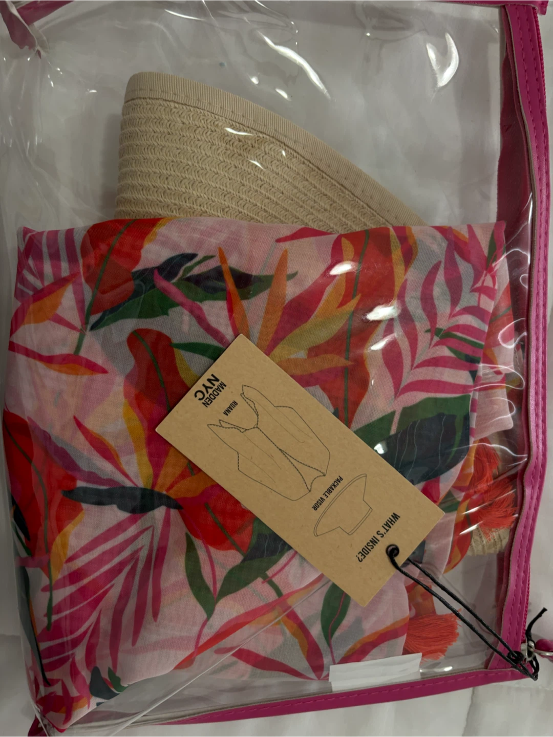 Madden NYC Tropical Ruana and Visor Set