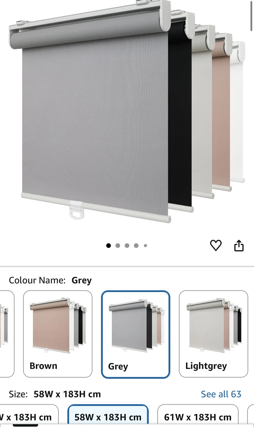 Grey Cordless Blackout Roller Shade 58cm x 183cm