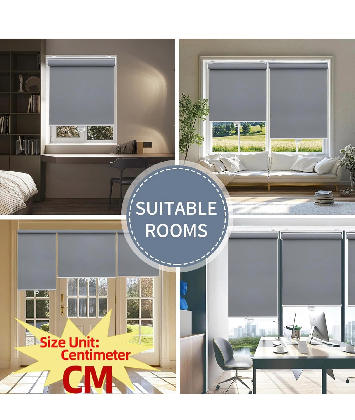 Grey Cordless Blackout Roller Shade 58cm x 183cm - photo 5