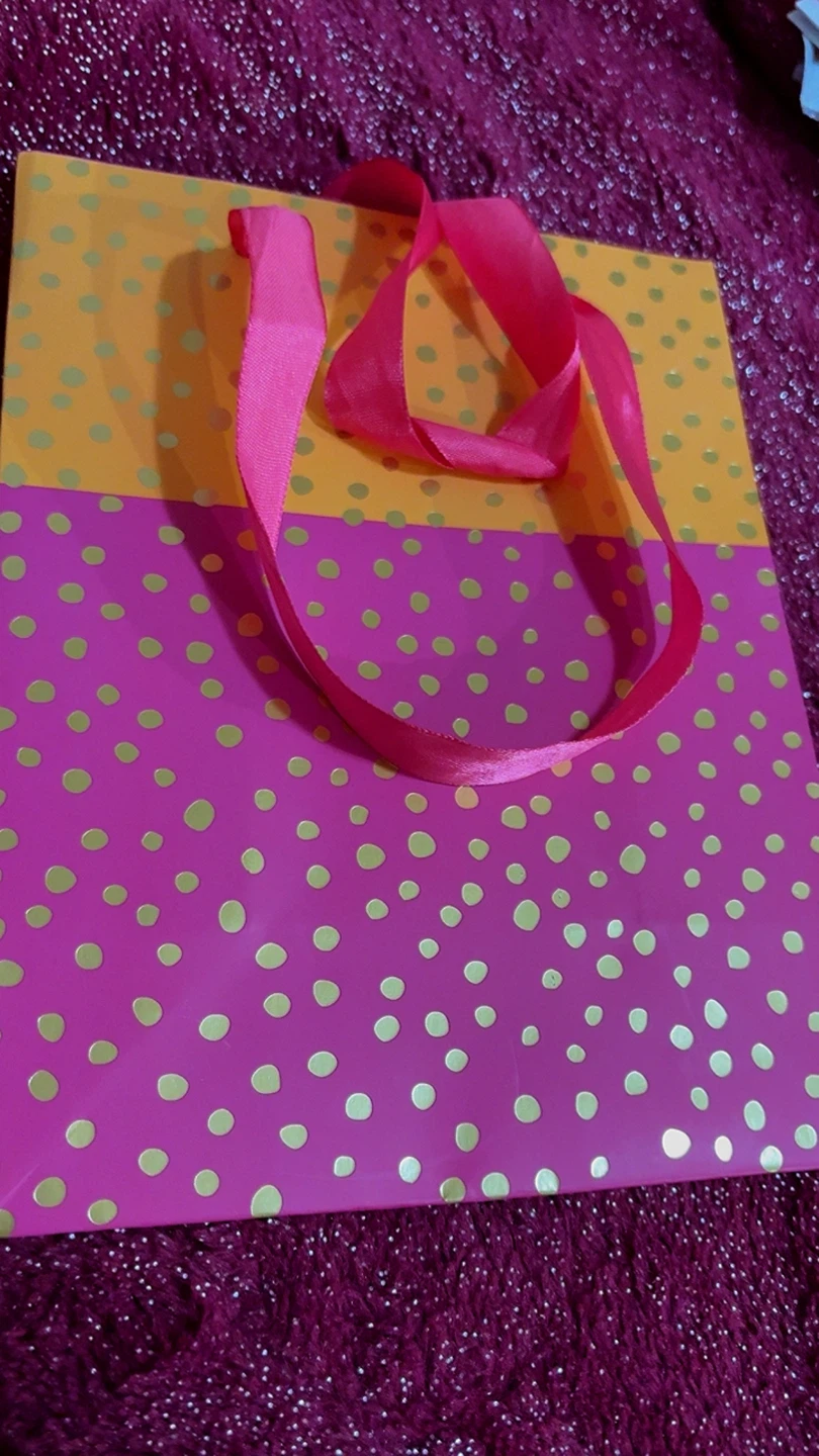 🏈 Pink and Orange Polka Dot Gift Bag