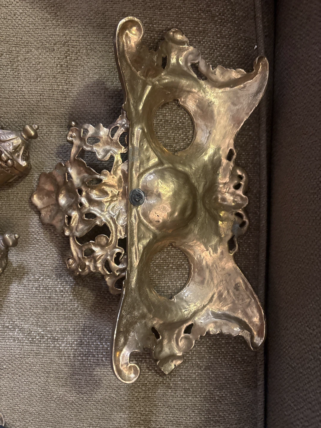 🏈 Vintage Ornate Brass Double Inkwell - photo 5