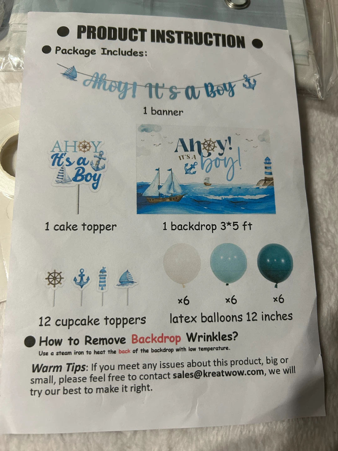 New-Ahoy It's a Boy Nautical Baby Shower Decor Kit - photo 5