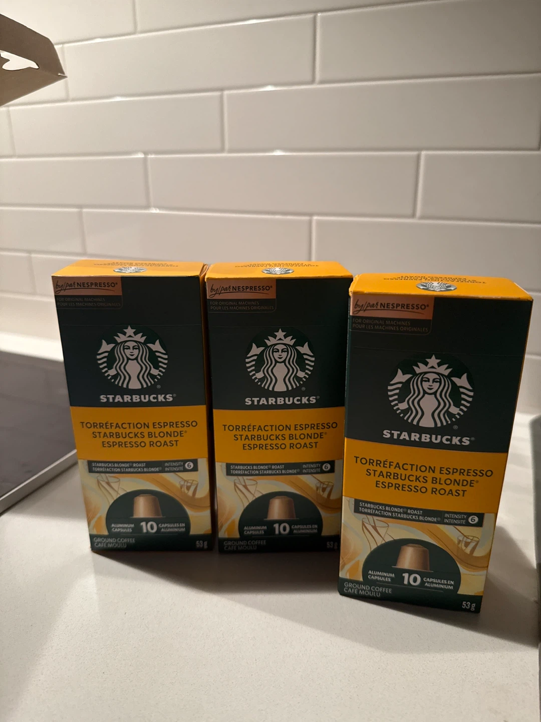3 Starbucks Blonde Espresso Roast Nespresso Capsules (3 Pack)