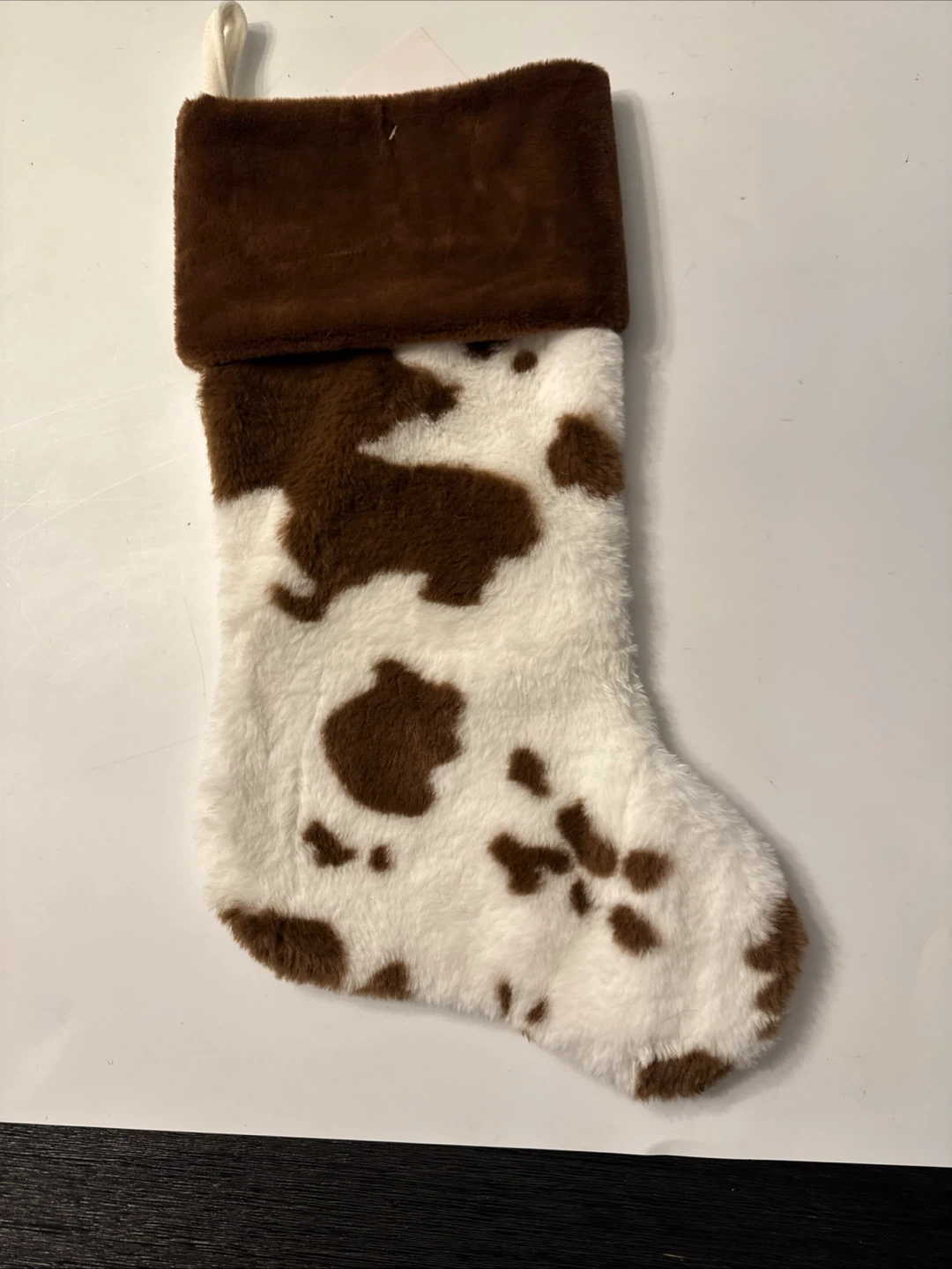 Faux Fur Cow Print Christmas Stocking