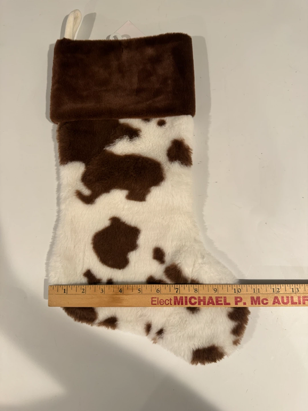 Faux Fur Cow Print Christmas Stocking - photo 4