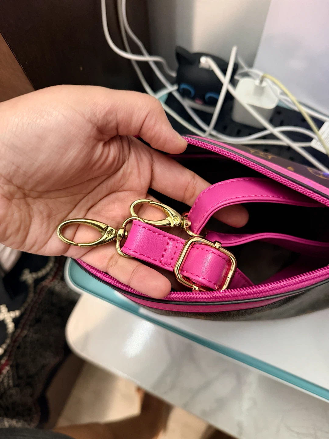Crossbody bag with pink accents - photo 4