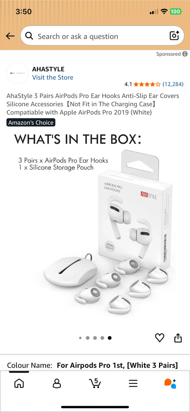 AhaStyle Airpods Pro Ear Hooks - 3 Pairs