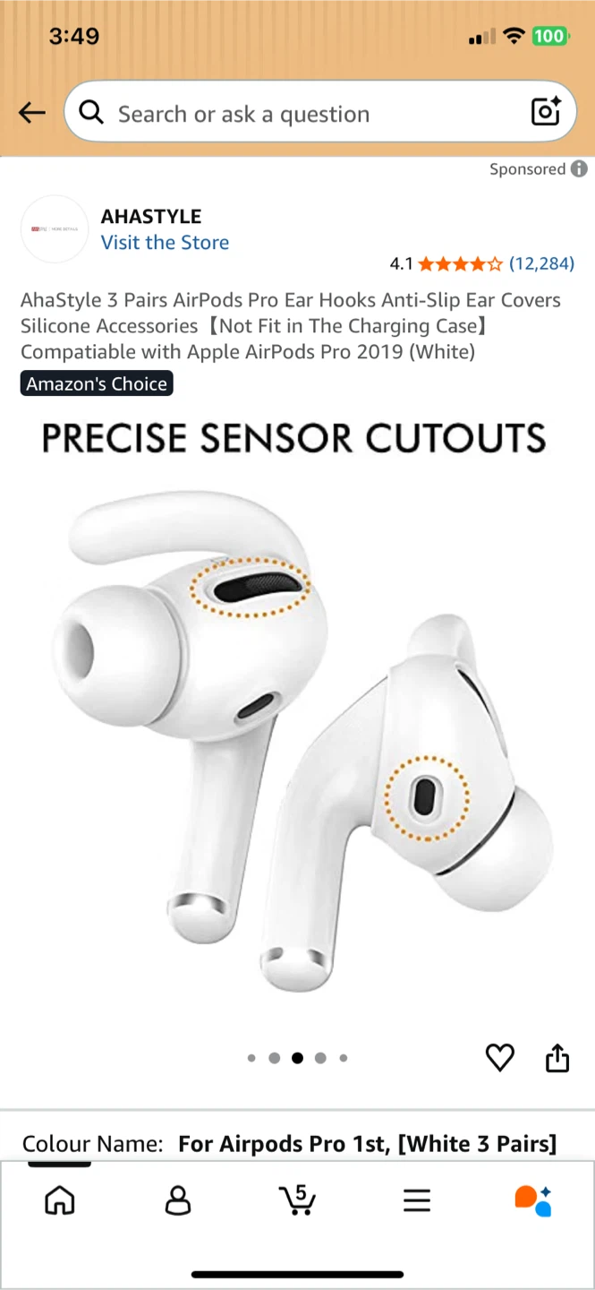 AhaStyle Airpods Pro Ear Hooks - 3 Pairs - photo 2