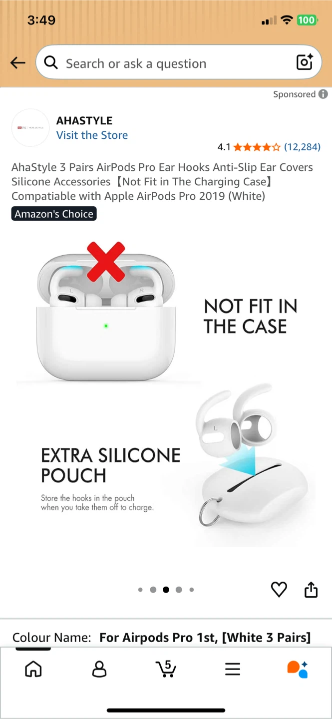 AhaStyle Airpods Pro Ear Hooks - 3 Pairs - photo 3