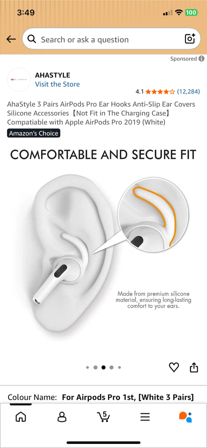 AhaStyle Airpods Pro Ear Hooks - 3 Pairs - photo 4