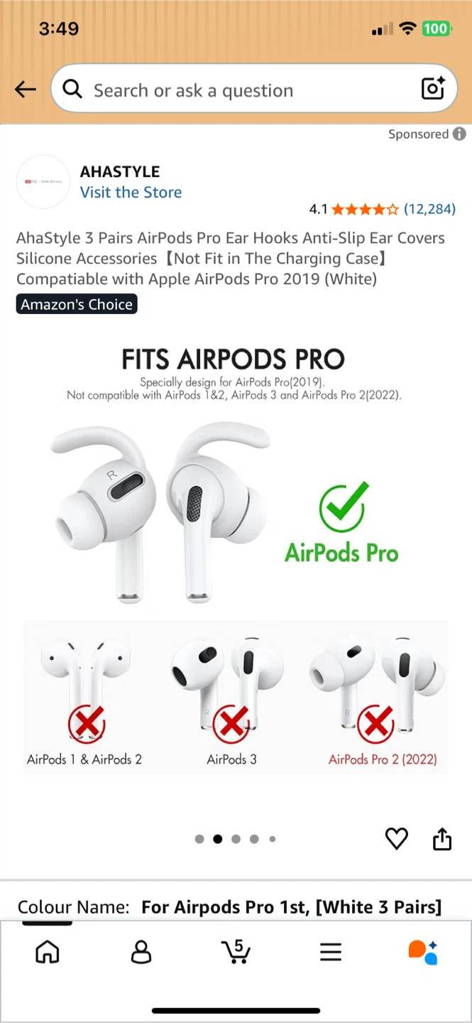 AhaStyle Airpods Pro Ear Hooks - 3 Pairs - photo 5