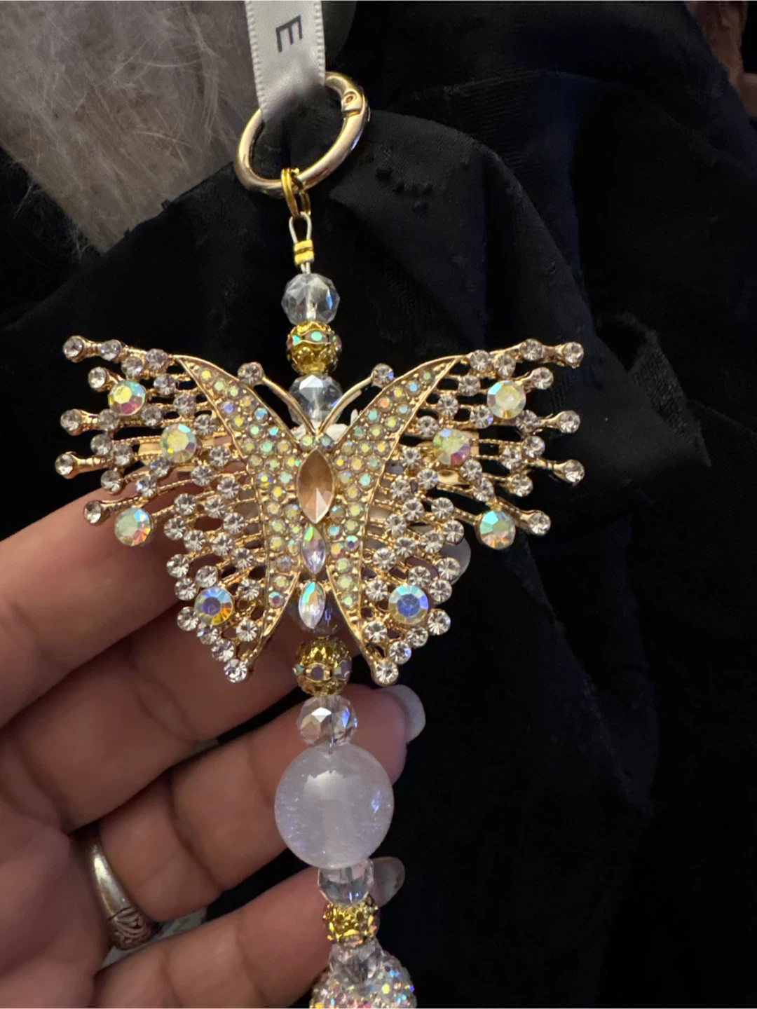 Beaded Butterfly crystal Decorative bag charm 🏈 - photo 2