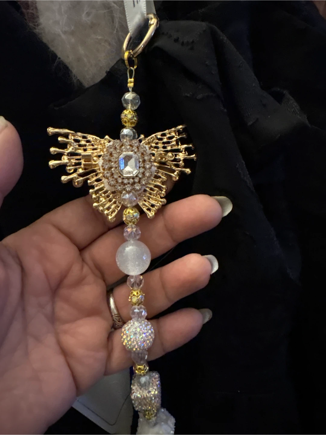 Beaded Butterfly crystal Decorative bag charm 🏈 - photo 4