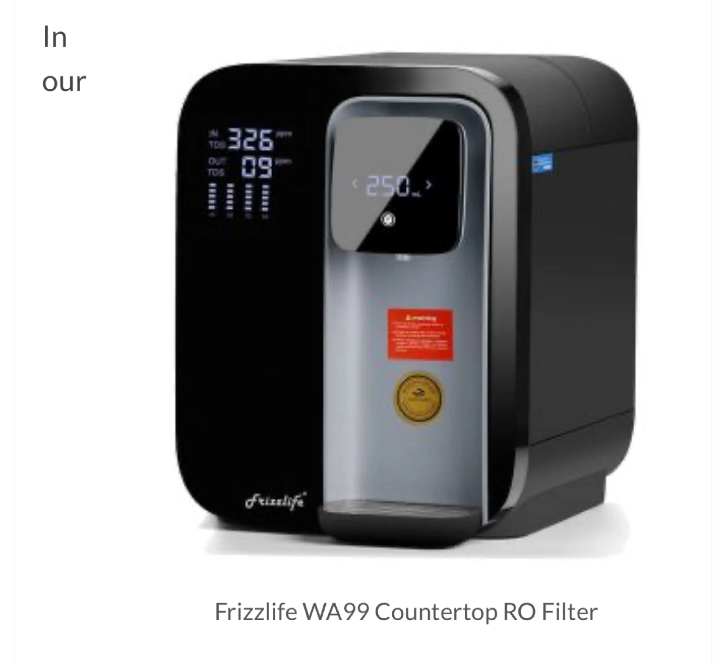 Frizzlife WA99 Countertop RO Water Filter