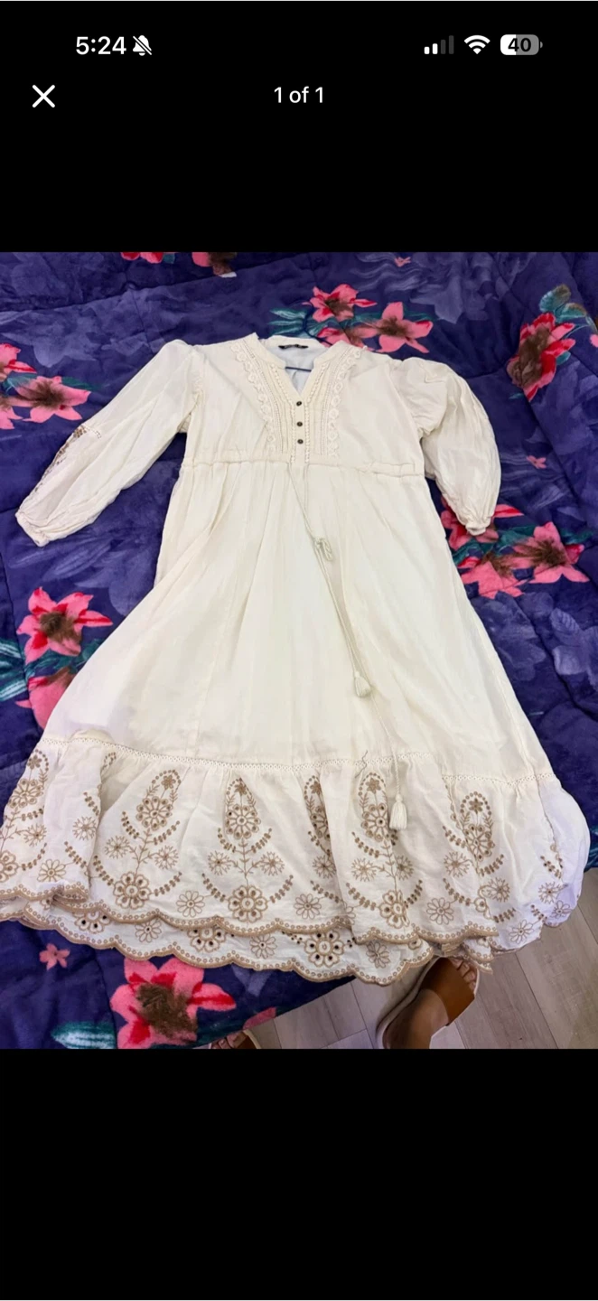Pure cotton 100% Embroidered Midi Dress