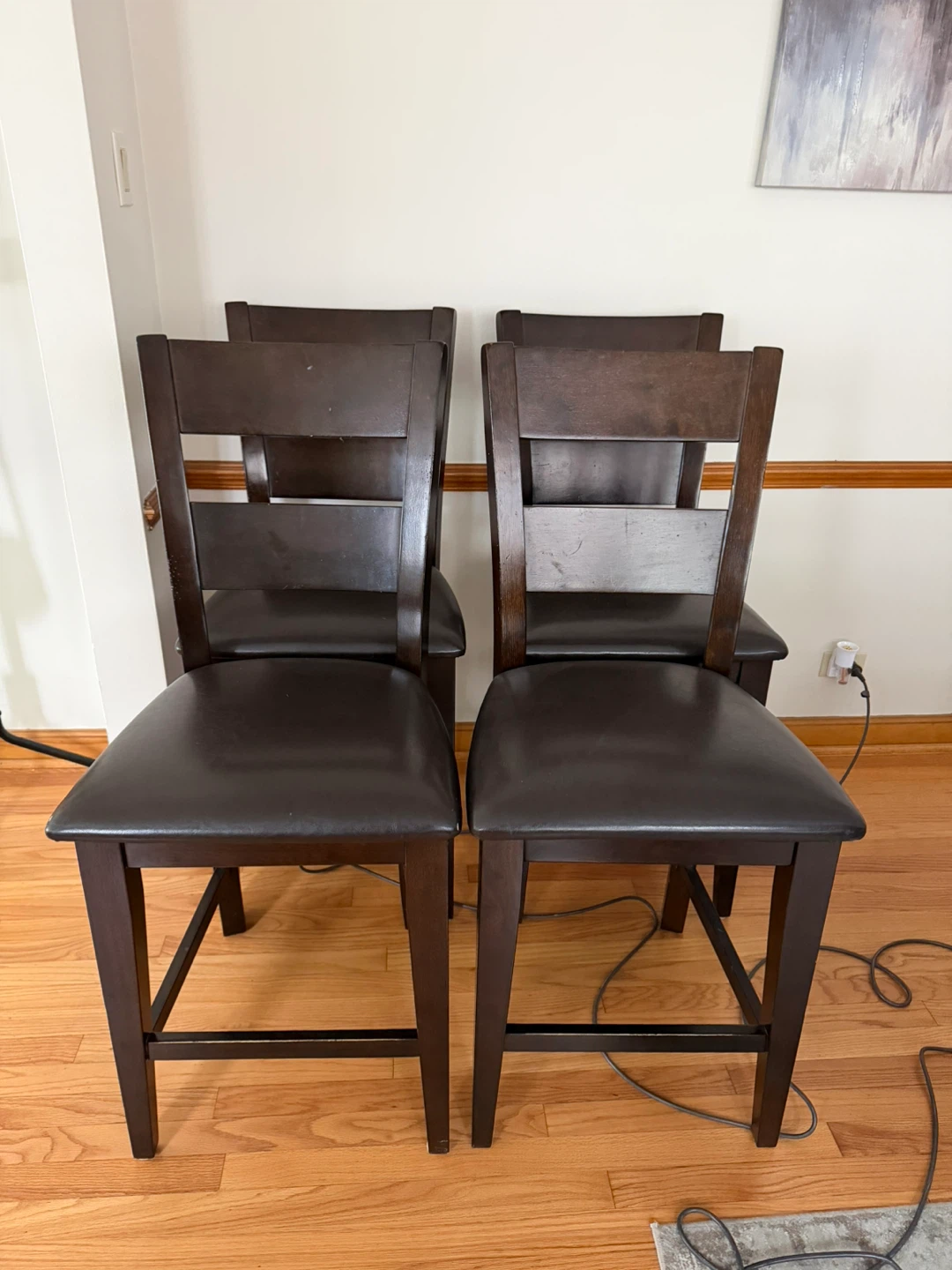 Set of 4 Dark Brown Bar Stools