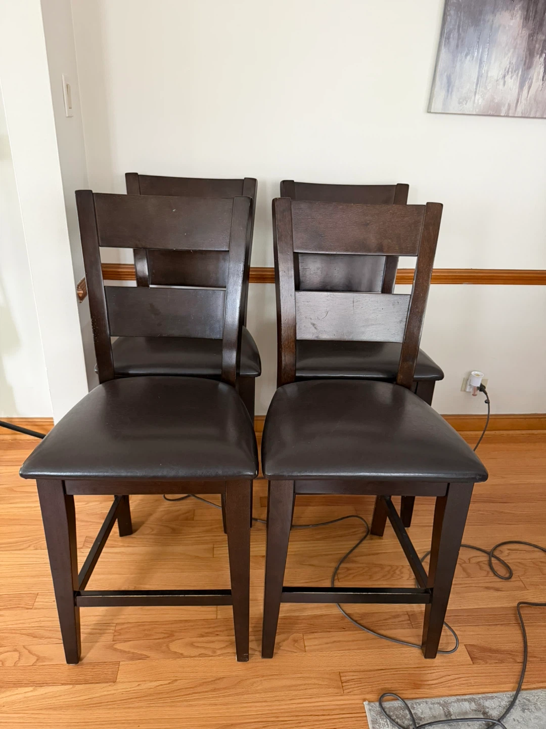 Set of 4 Dark Brown Bar Stools - photo 2