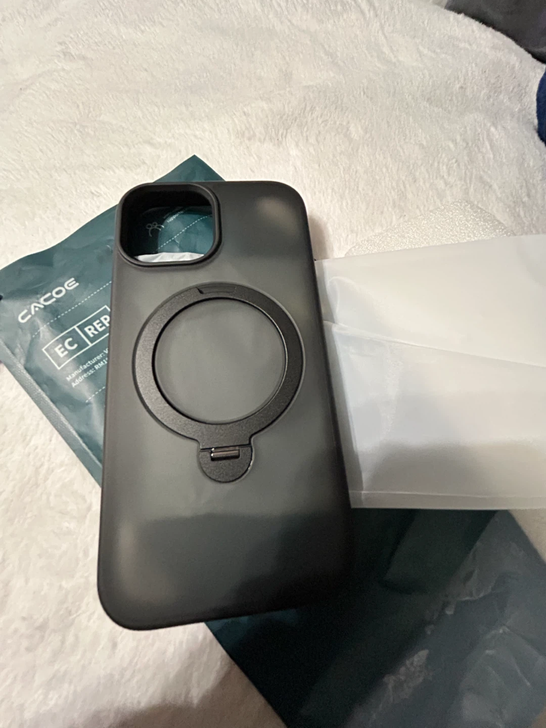 New-Black Magnetic Phone Case with Integrated Ring Stand