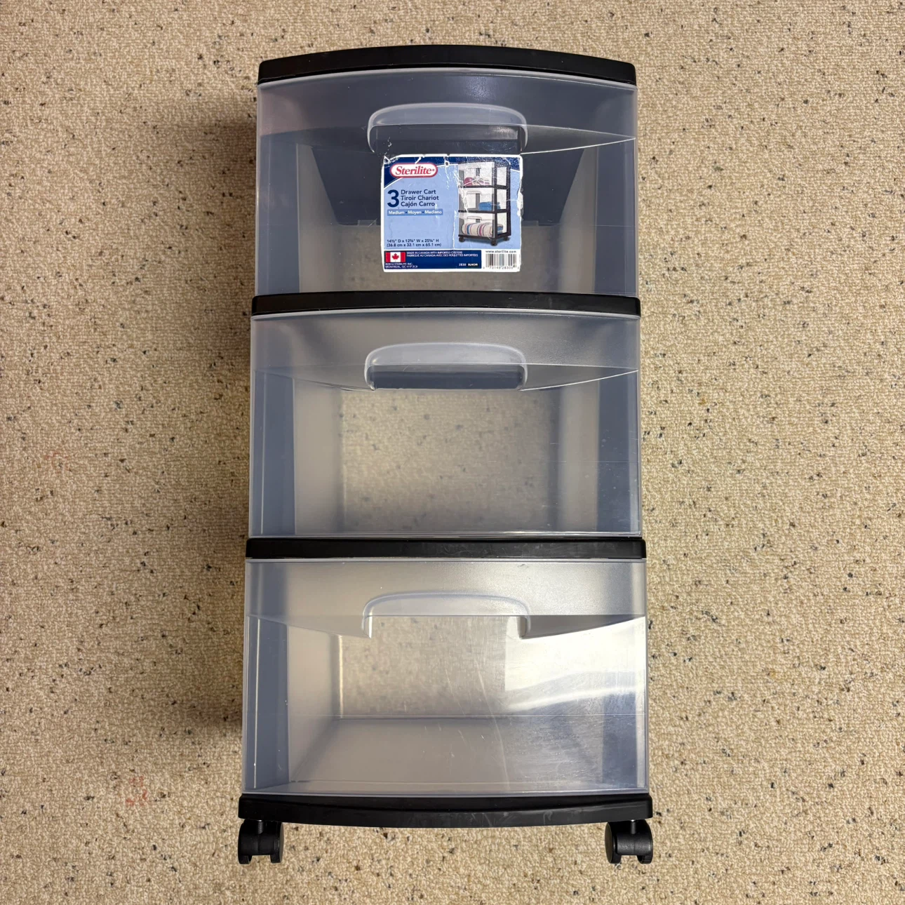 Sterilite 3 drawer rolling storage chest cart