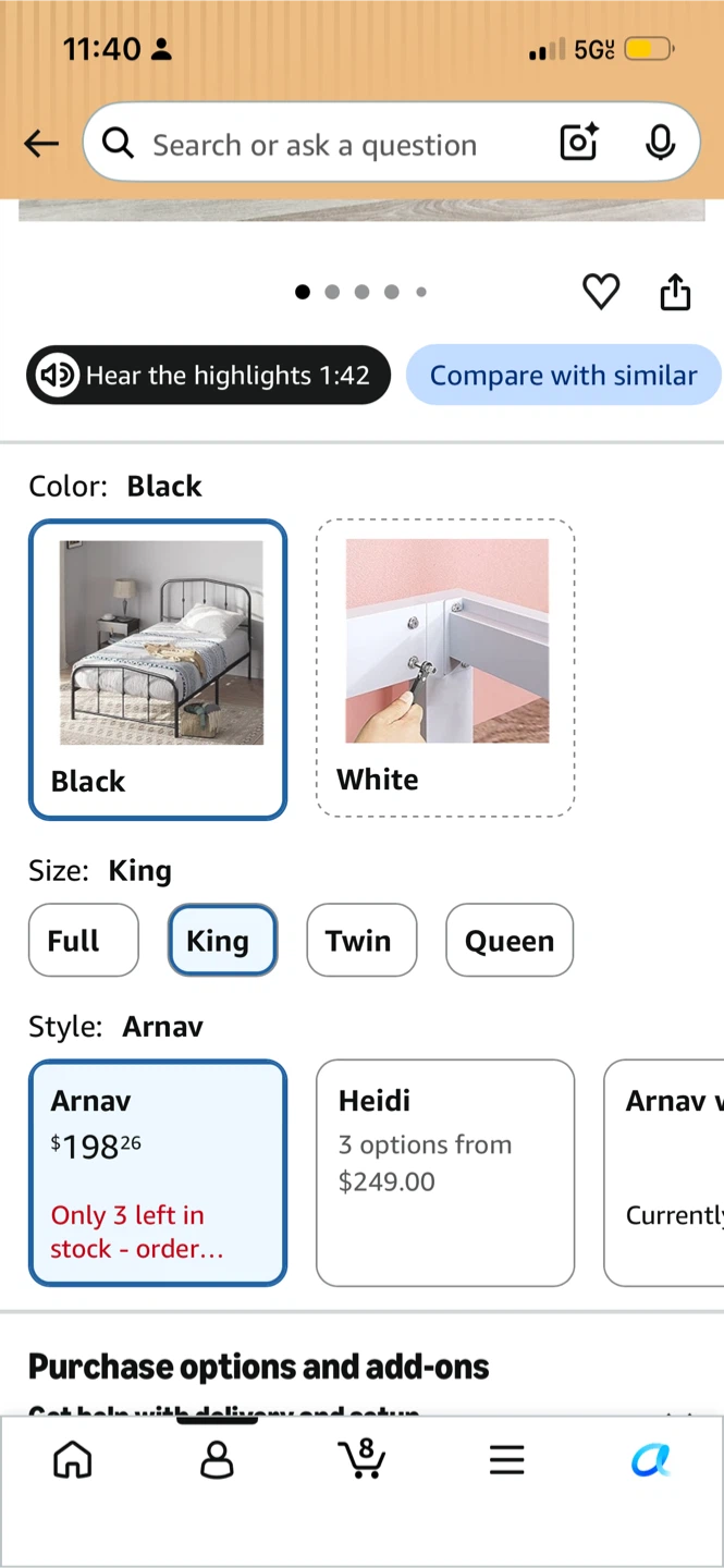 Zinus Arnav Metal Platform Bed Frame King - photo 2