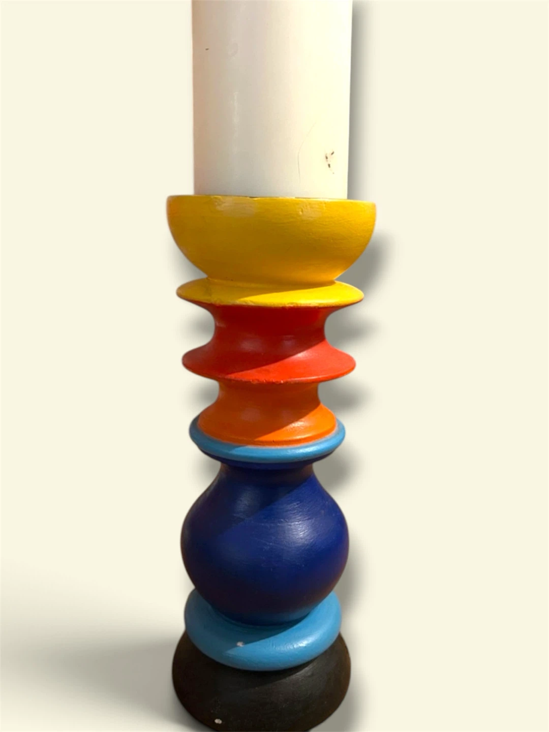 Multicoloured wooden candle holder - photo 2