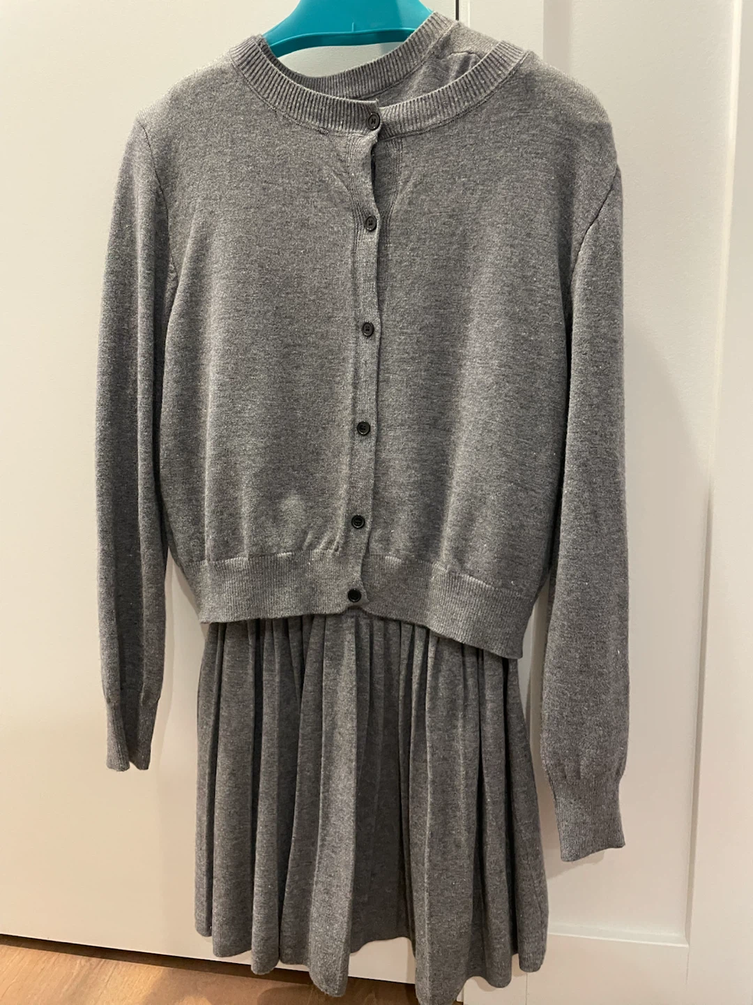 Grey Knit Dress and Cardigan Set