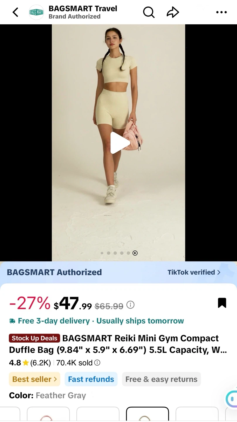 BAGSMART Reiki Mini Gym Duffle Bag