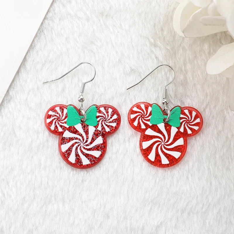 New DISNEY Minnie Mouse Christmas Candy Swirl Earrings