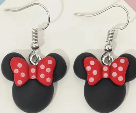 Brand New DISNEY Minnie Mouse With Polka Dot Bow Earrings
