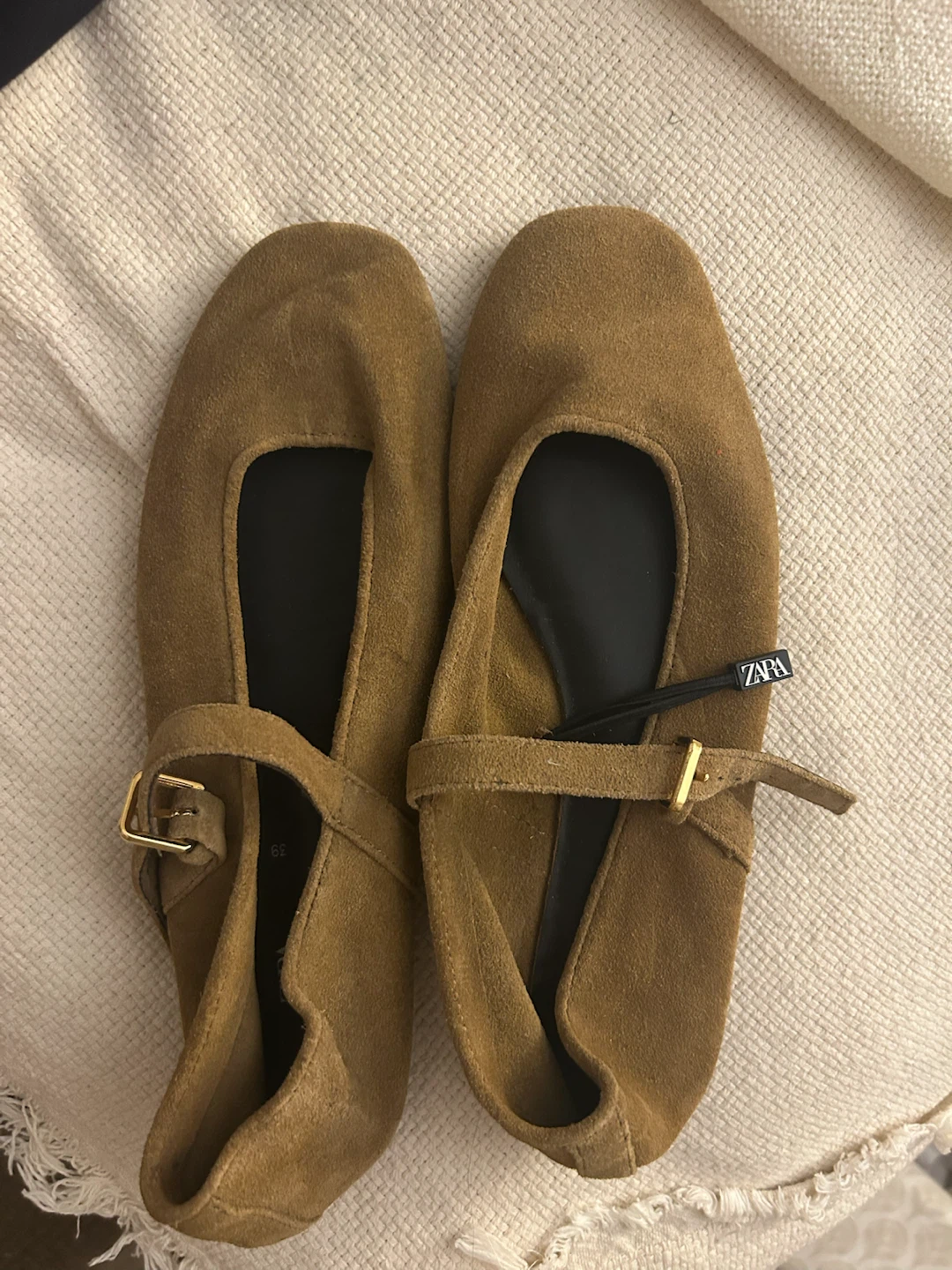 New Zara Suede Mary Jane Flats With Tags