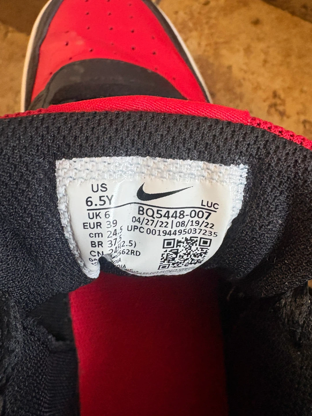 Nike BQ5448-007 Sneakers Red/Black Size 6.5Y - photo 2